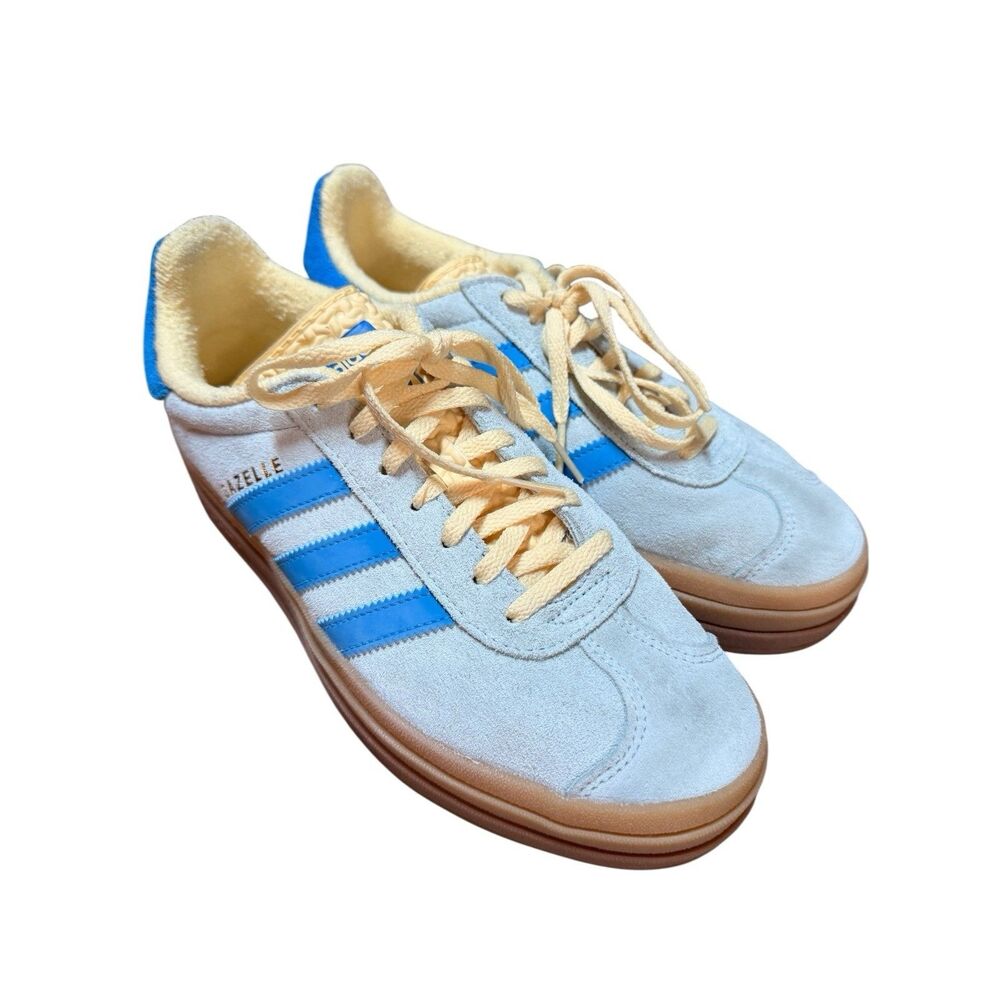 Adidas Gazelle Bold Women’s Sz 9 Blue Yellow Suede Platform Sneaker Shoes Casual